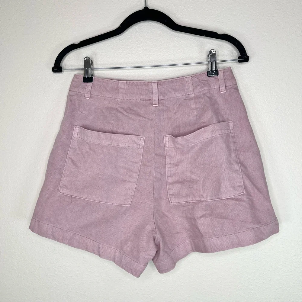 Universal Thread Orchid Lane Pink Pleated High Waisted Denim Jean Shorts Sz 4 - Picture 11 of 14